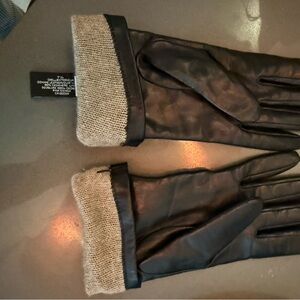 Lord & Taylor Elegant Black Women's Leather Gloves